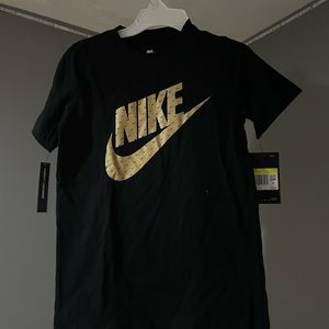 Boys Gold Nike Swoosh Shirt